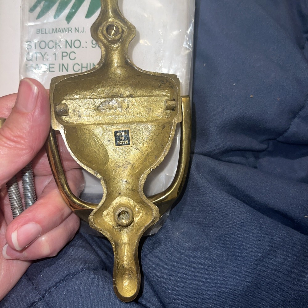 Brass Door Knocker Colonial Style Solid Engraved (gray ) 61/2 Long 3.25" Wide