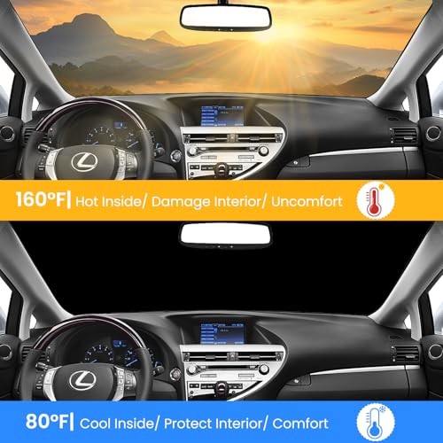 Foldable Sun Shade WODSTA Full Coverage Windshield Sunshade Compatible with