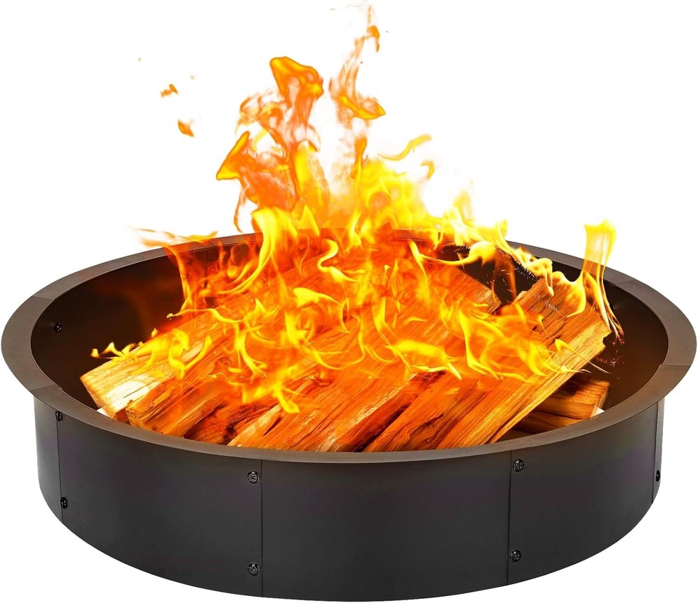 36" Fire Pit Ring Insert, YAHKBTEN Smokeless Heavy Duty Steel Fire Pit