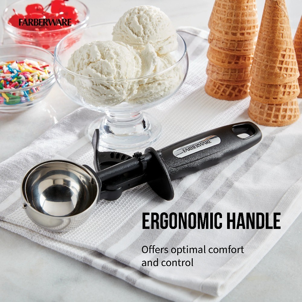 Old Fashioned Ice Cream Scoop Professional Heavy Duty Solid Construction Black