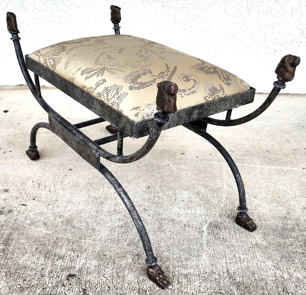 Curule Bench Footstool with Lion Motif