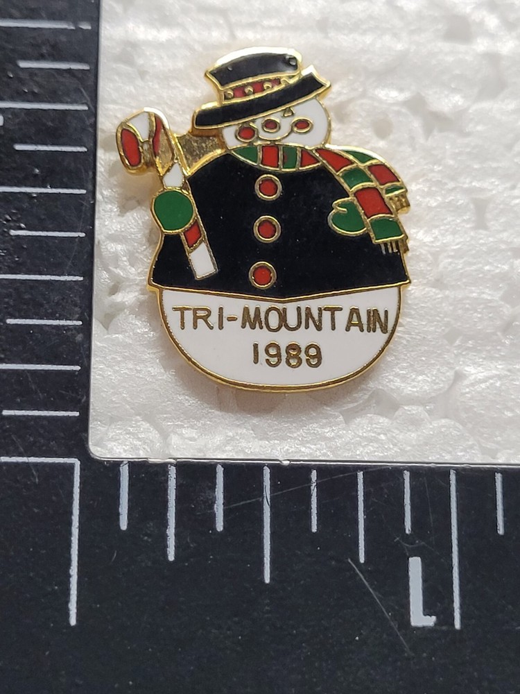 TRI-MOUNTAIN 1989 HAT LAPEL PIN PIN BACK USED (R1807)