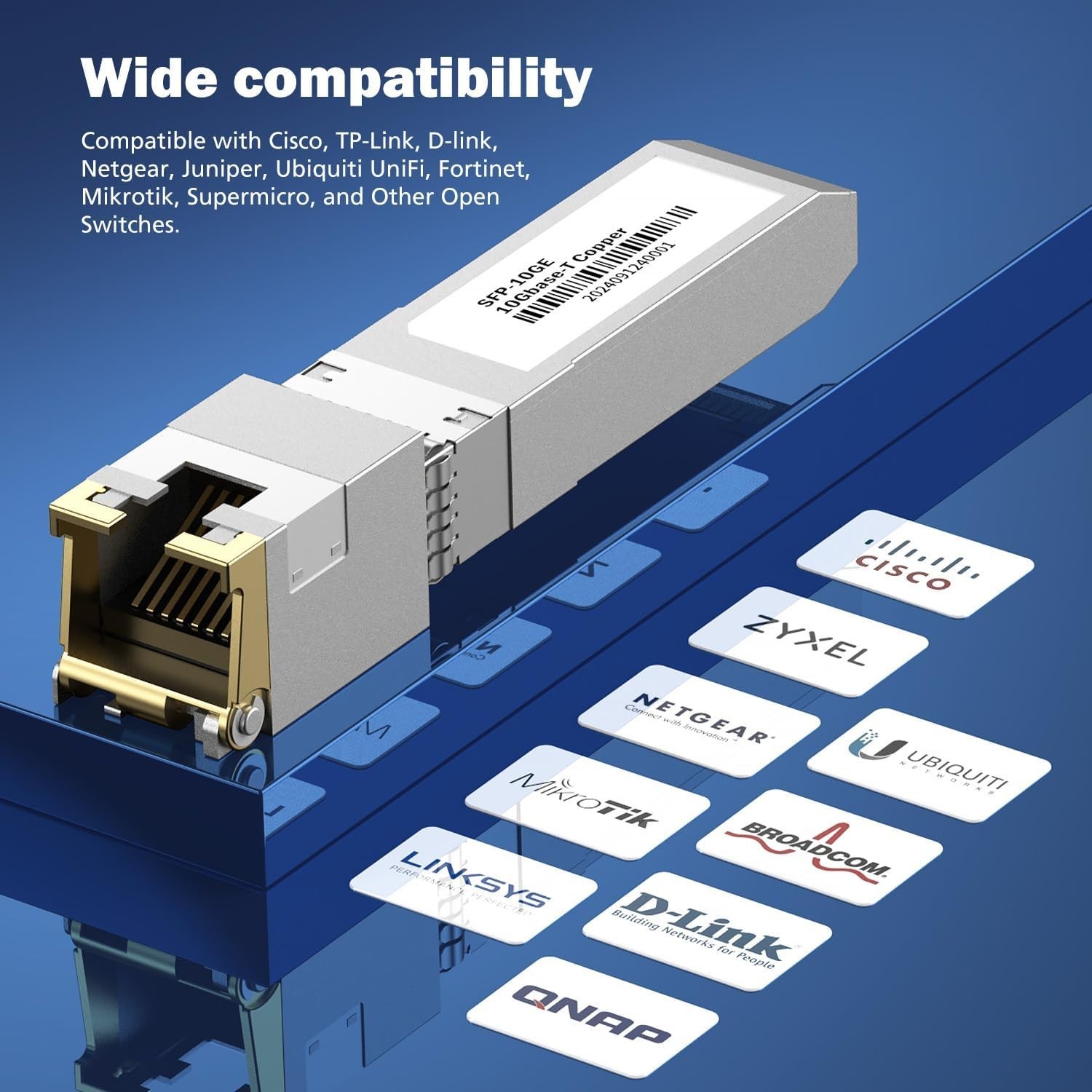 10Gb SFP+ to RJ45 Module Copper Cat6 Transceiver Compatible w/5Gb/ 2.5Gb/ 1Gb