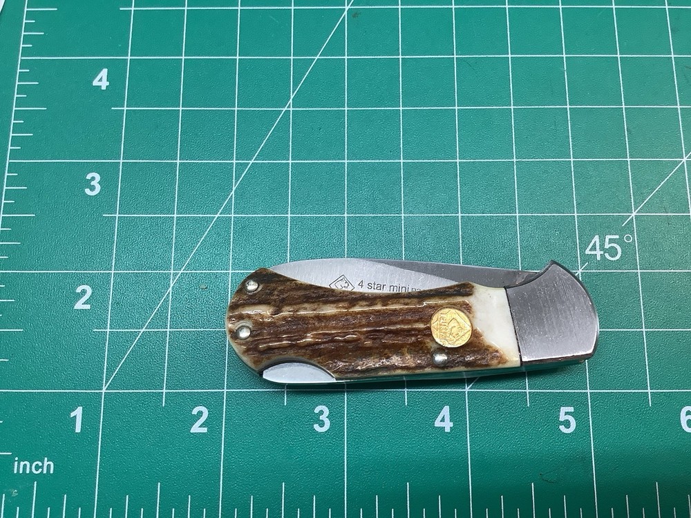 Puma Mini 4 Star Folder Knife With Fat Stag Handles