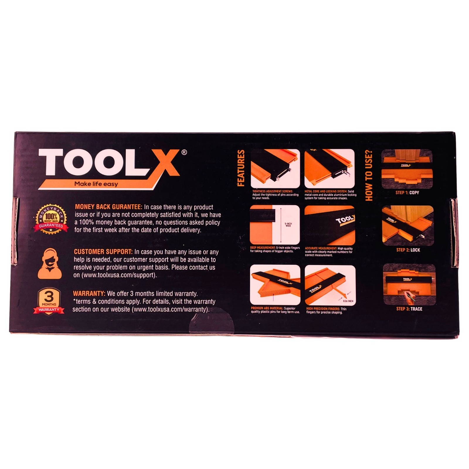 TOOLX 10 Inch Contour Gauge with Lock & Screws – Single Unit – New