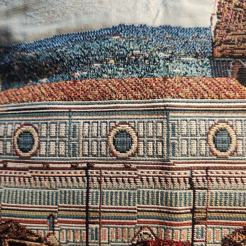 Needlepoint Petite Point stitched Jerusalem zippered pillowcase & Pillow