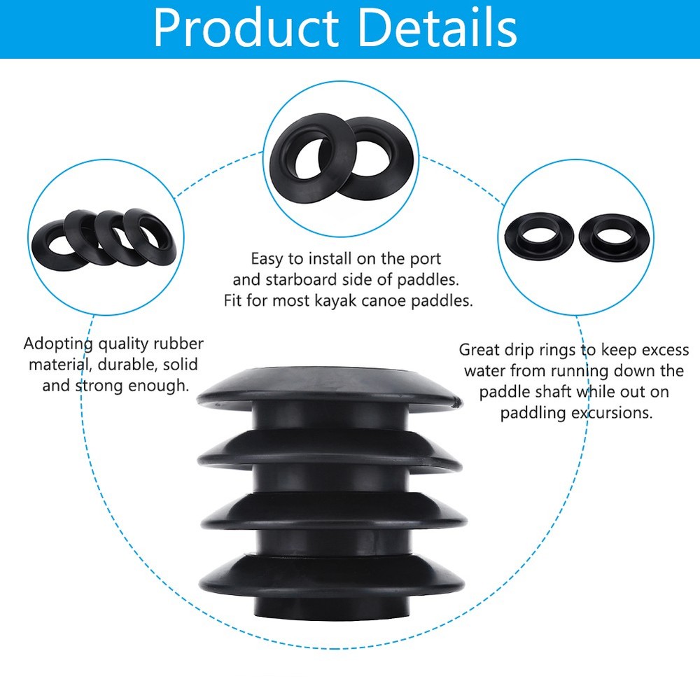 4Pcs Rubber Drip Rings Durable Practical Paddle Accessories For KayaK