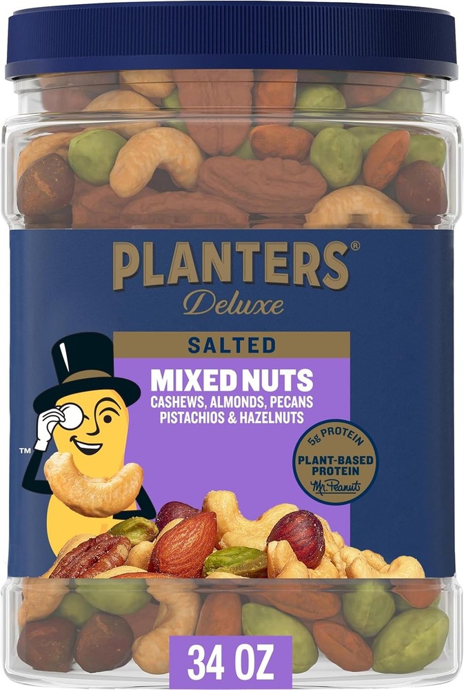 Deluxe Salted Mixed Nuts, Roasted Cashews, Almonds, Pecans,