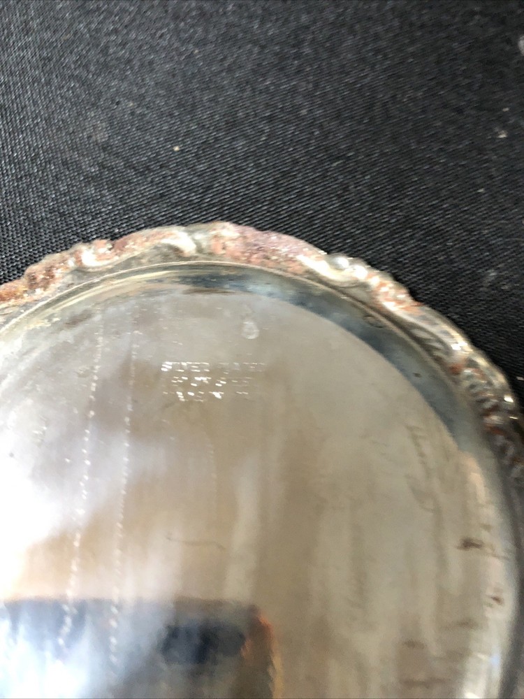 Silver Plated Trinket Dish/Ash Tray/Coaster, Etched, 4", Made In Italy