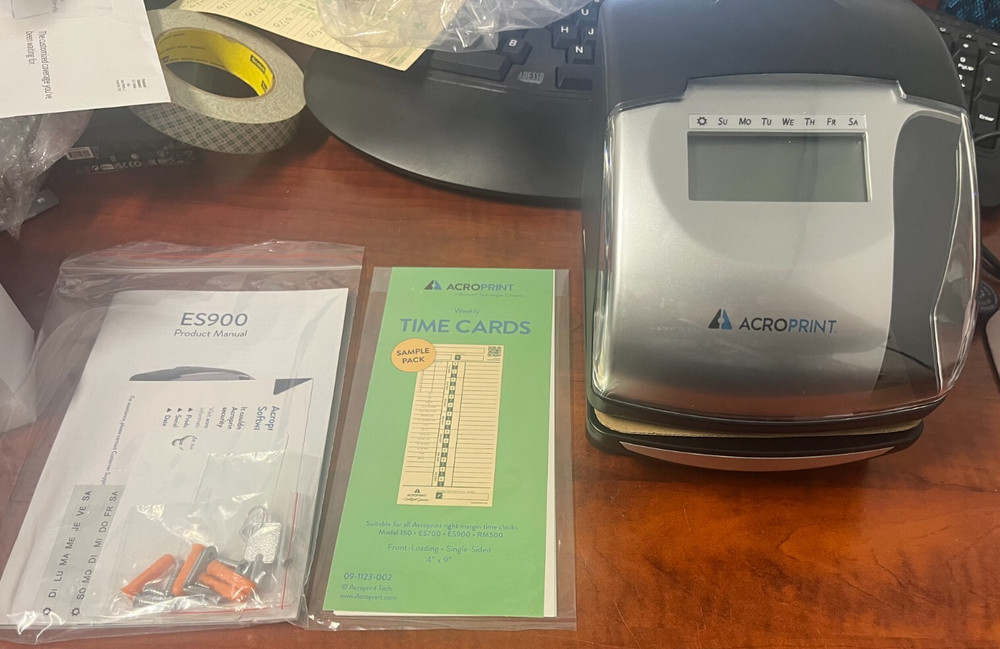 Acroprint ES900 Electronic Payroll Recorder/Time Stamp/Numbering Machine