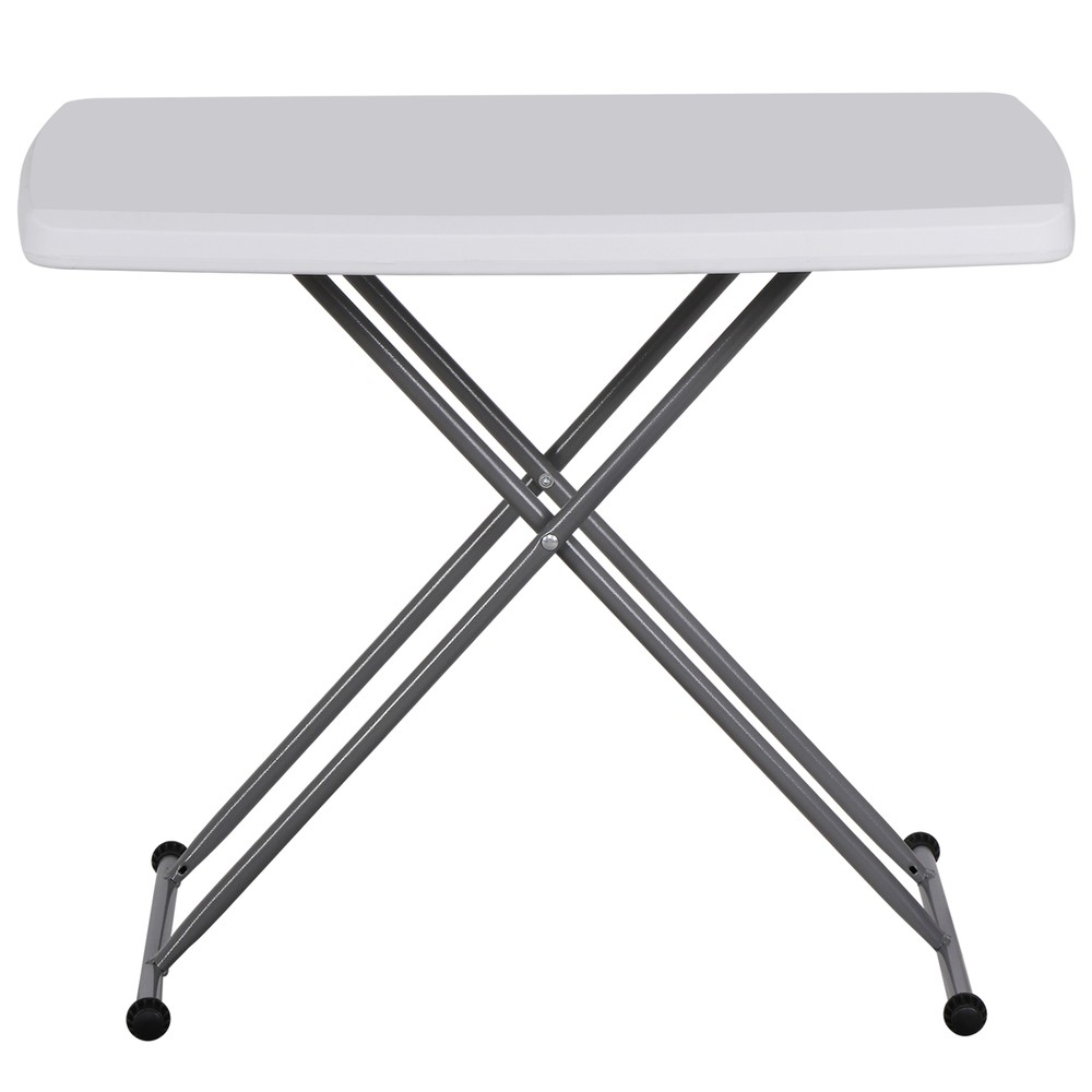 30'' Plastic Folding Tables Rectangular Utility Table Adjustable Height White
