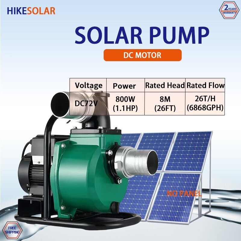Solar Pump DC72V 800W 1.1HP Max Flow 26T/H Self prime Portable Pumping Kit BLDC