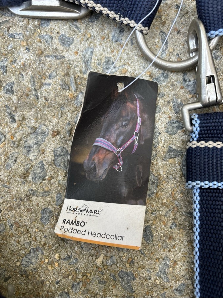 Size Pony Rambo Padded Halter - Navy Blue