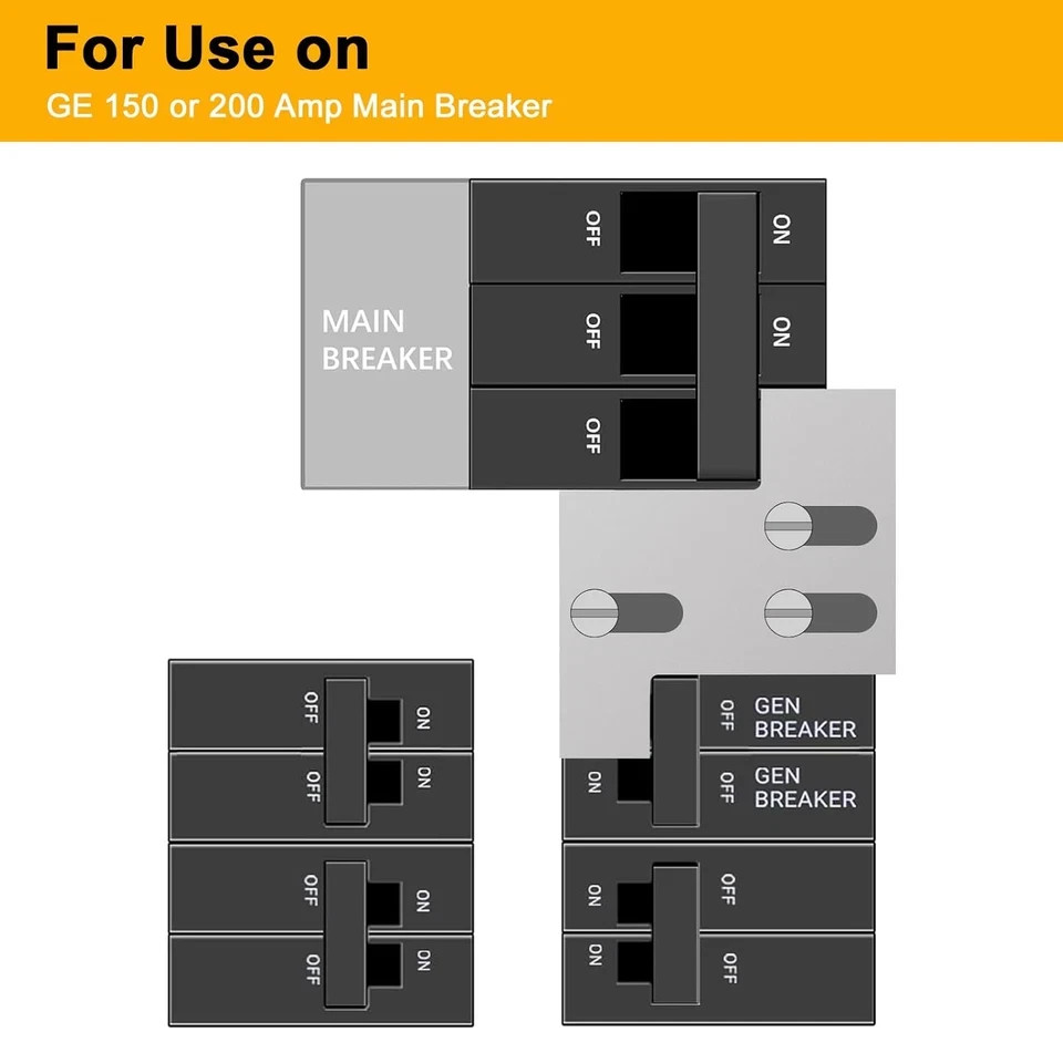 Generator Interlock Kit Compatible with General Electric GE 150 or 200 Amp Panel