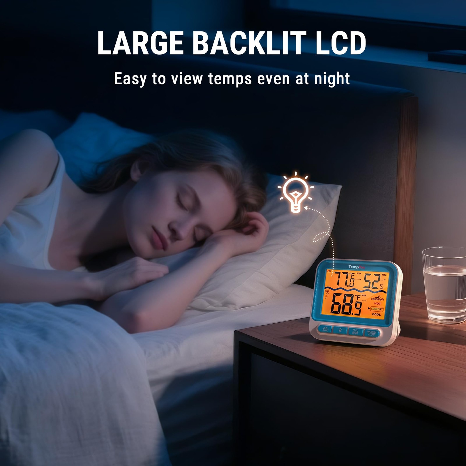 TempPro Waterproof Wireless Pool Thermometer Easy Read, Digital Blue