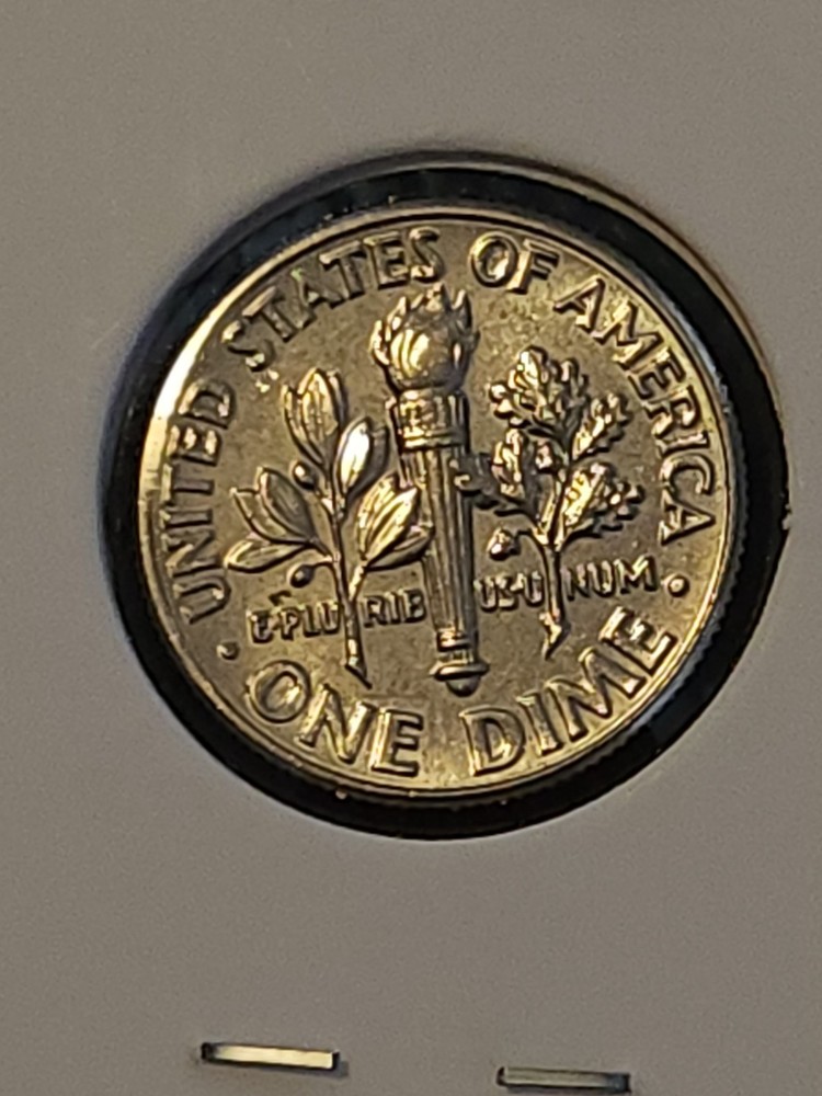 2017 D Roosevelt Dime. BU = Brilliant Uncirculated.