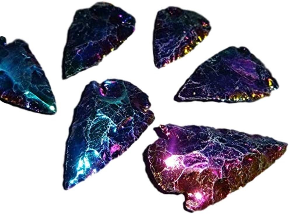 Titanium Rainbow Aura Quartz Arrowheads - 2 piece set
