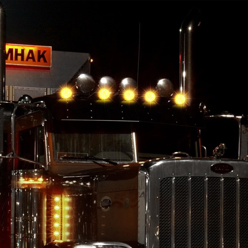 NeaLia Large Cab Lights for Peterbilt, 17 LED Marker Large, Chromed