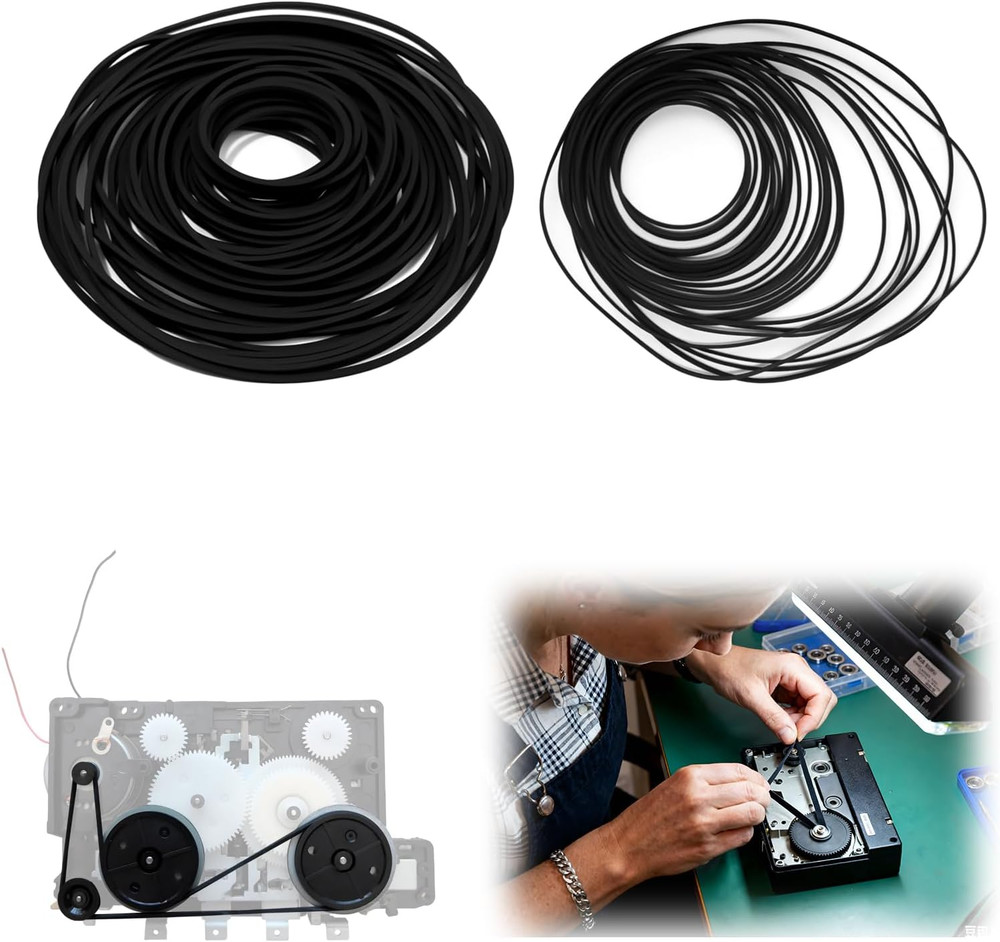 80 Pcs Cassette Player Belts Replacement Kit, Mixed Flat Rubber Belts for Record