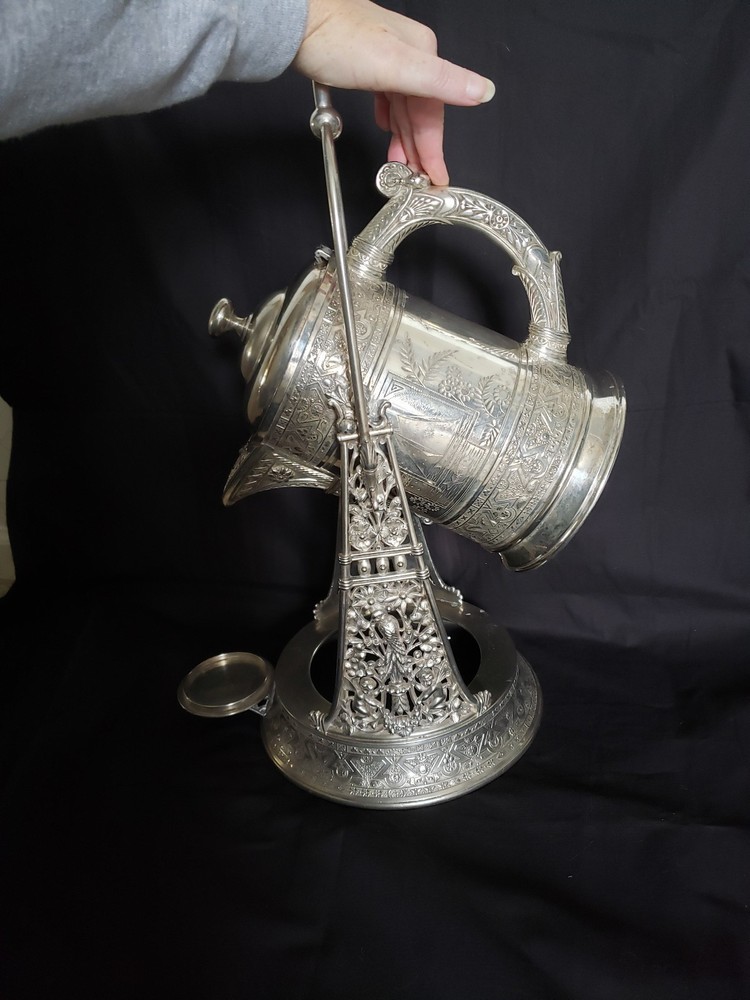 Simpson Hall Miller Quadruple Silverplate Tilting Pitcher + Stand