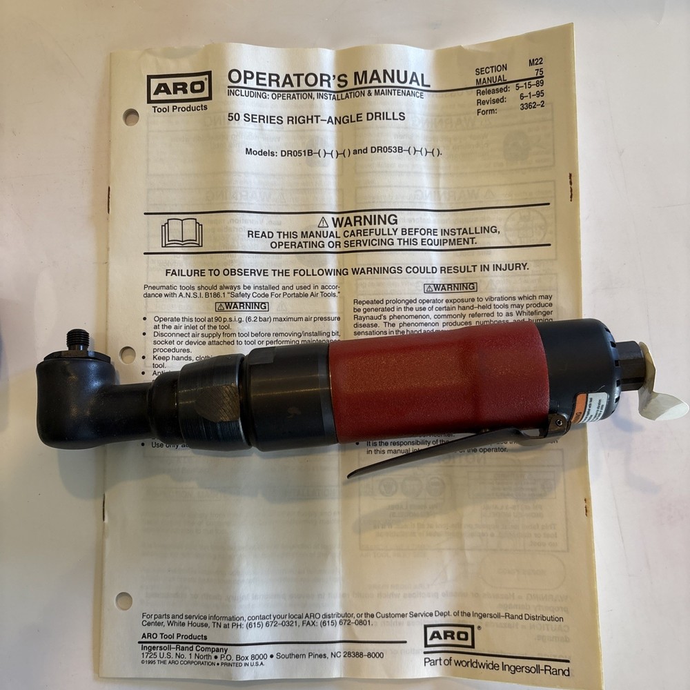 Aro Right Angle Pneumatic Drill, No Chuck DR051B-28 NOS