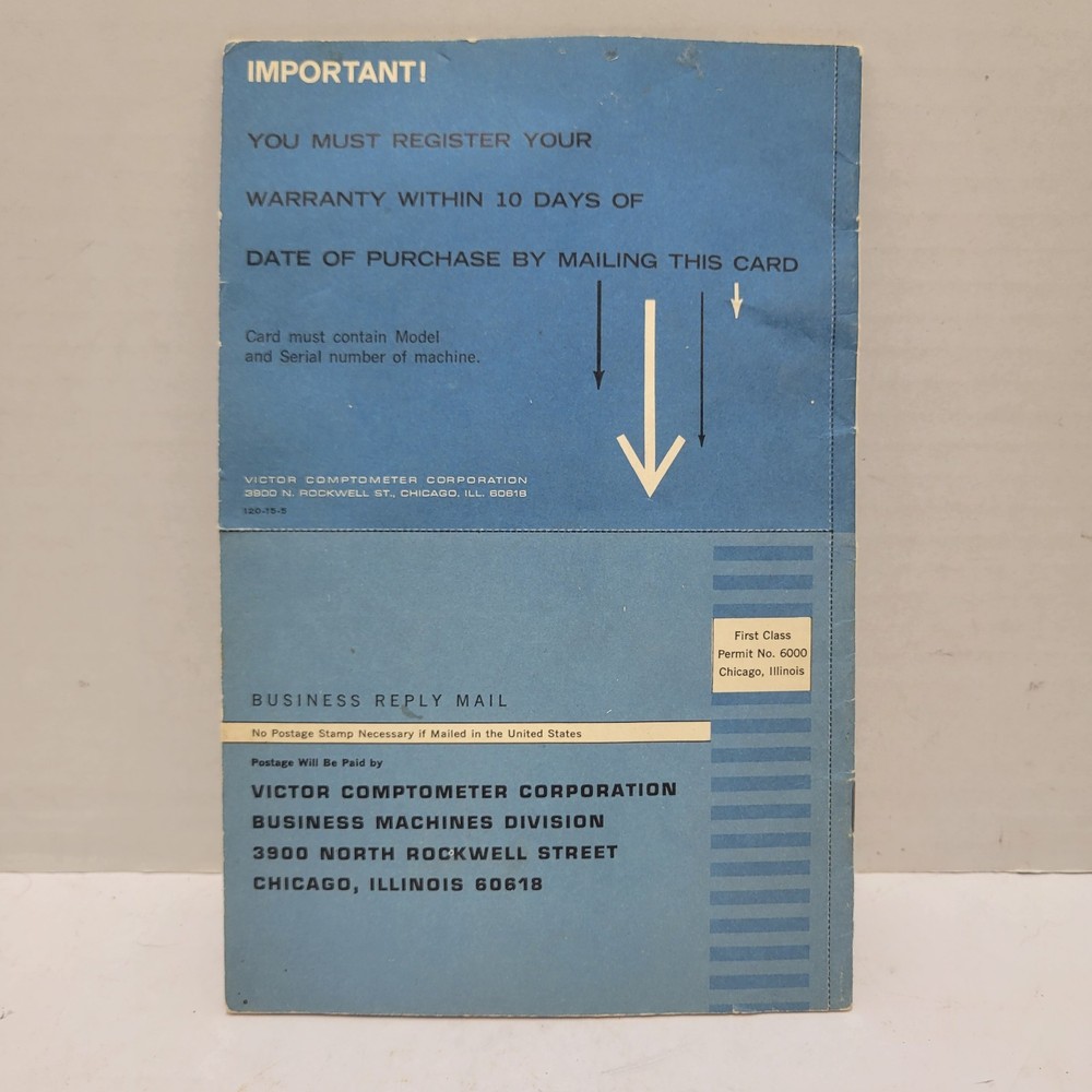 Operating Instructions For Tallymaster By Victor Booklet Instruction Manual