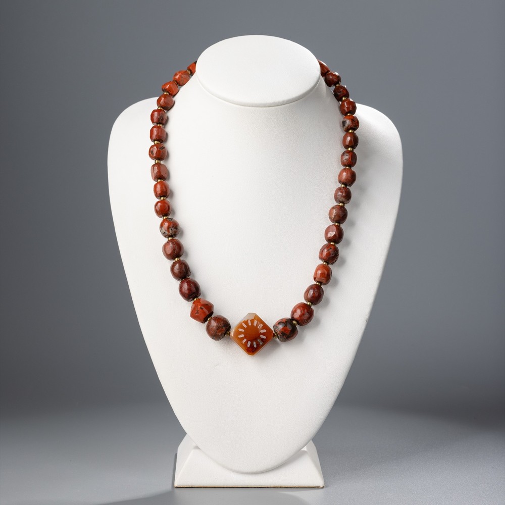 Ancient Bronze Age Jasper Bead Necklace