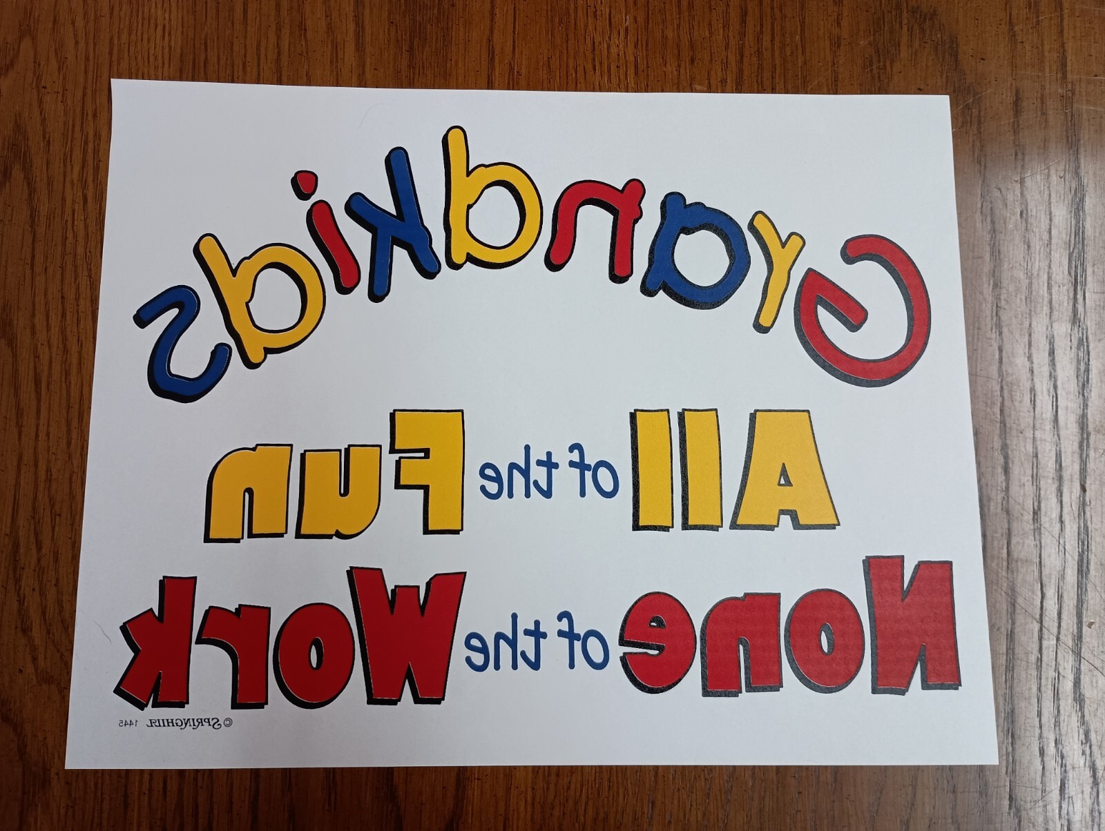 Authentic Vintage 90's Grandkids Fun Not Work Family Heat Transfer Iron On NOS