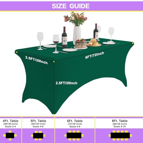 2 Pcs 6FT Table Cloth for Rectangle Table - Tablecloth 70" x 30"-2 pack Green