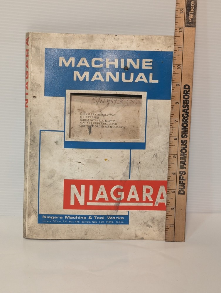 Niagara Machine Manual for E-110 OBI Open Back Inclinable Machine Press