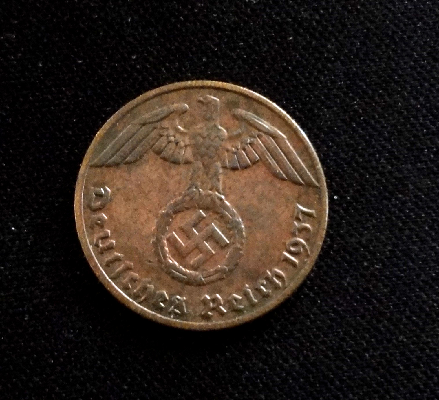 WWII German Third Reich Nazi Coin 1937-A 1 Reichspfennig