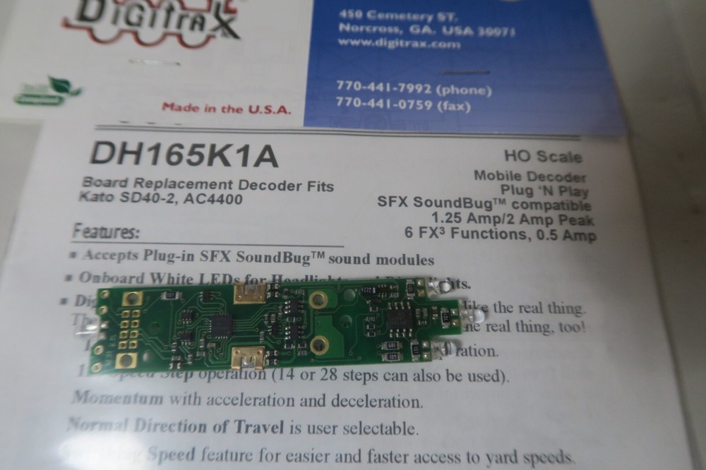 DIGITRAX DH165K1A HO SCALE MOBILE DECODER CIRCUIT BOARD REPLACEMENT
