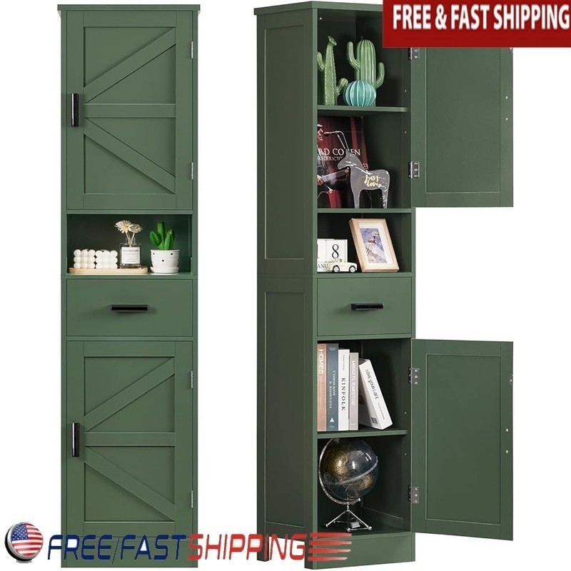 Storage Cabinet Multi-functional Organizer W/ Adjustable Shelves & Drawer New