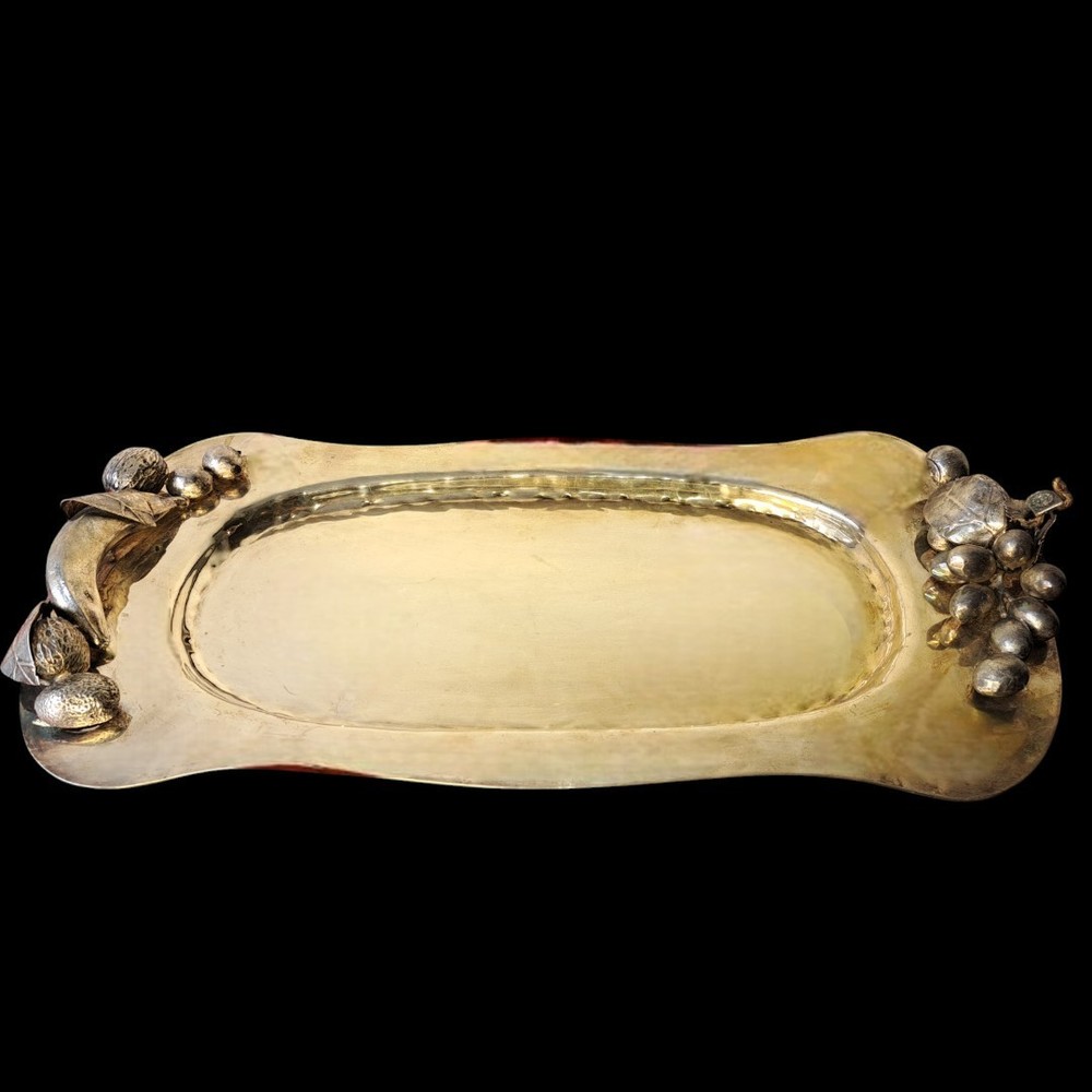 Franco Lapini, Serving Tray exceptional decor Brass, silver