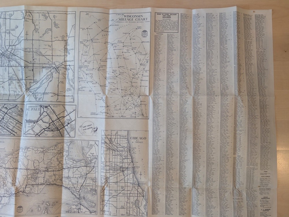 Vintage 1955 - AAA Wisconsin Road Map