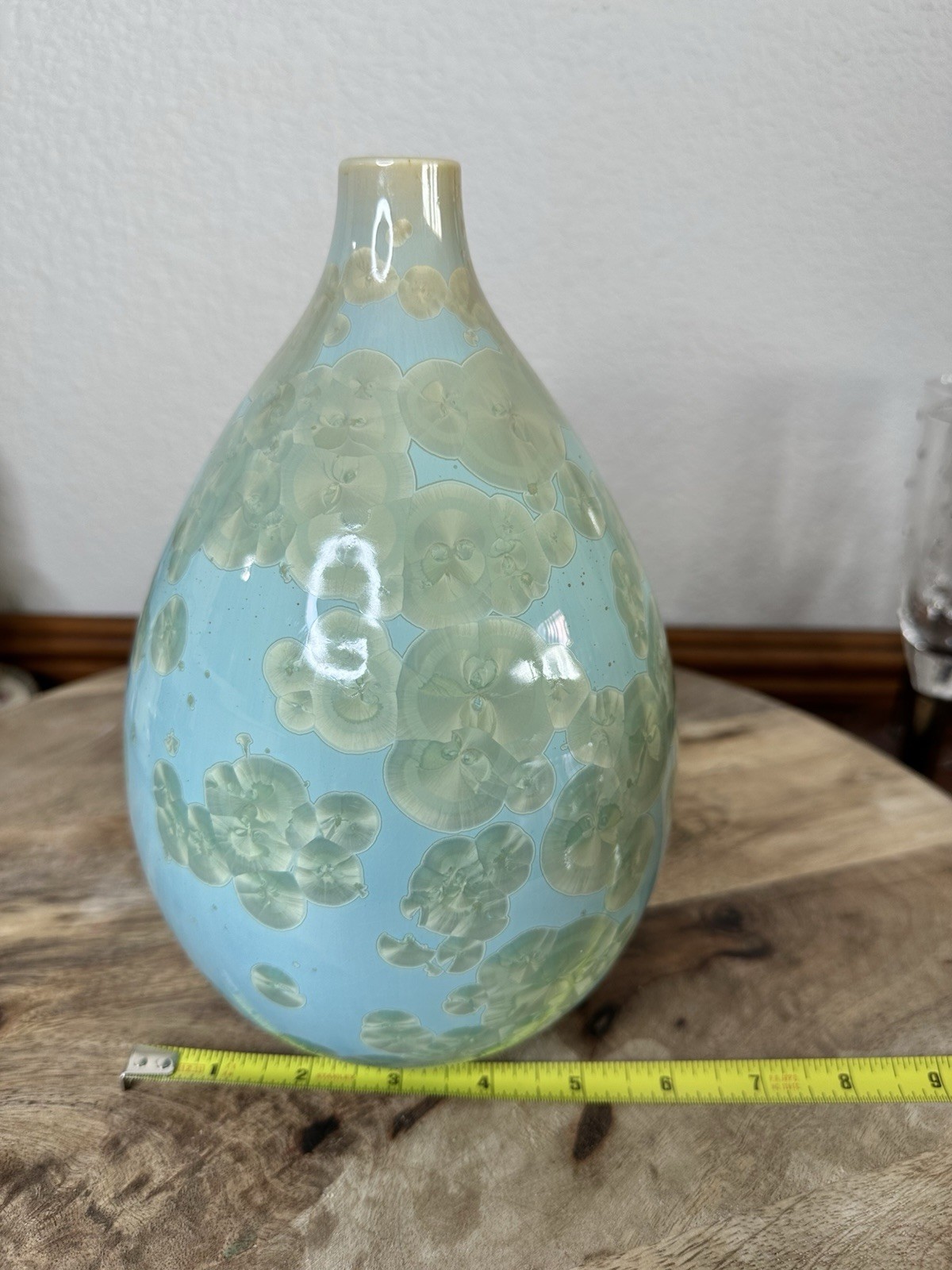 Simon Pearce Teardrop Jade Crystalline Vase Celadon Organic Studio Pottery