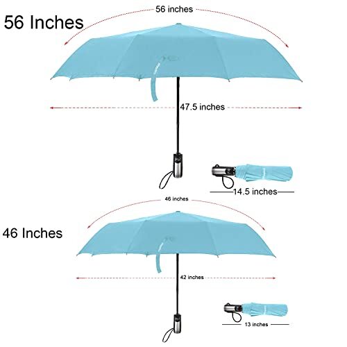 46" Windproof Travel Umbrella Large Canopy Ergonomic Handle Auto Open & Close
