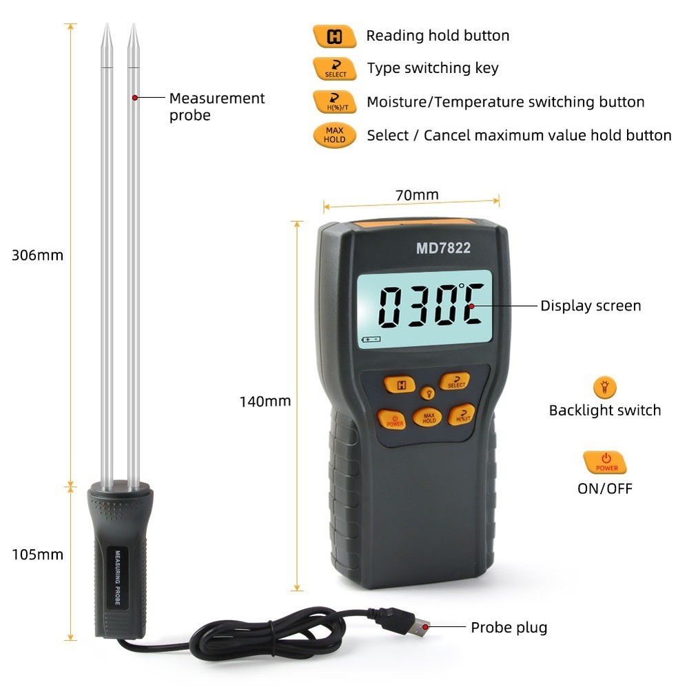 Reliable Digital Grain Moisture Meter with Automatic Temperature Compensation