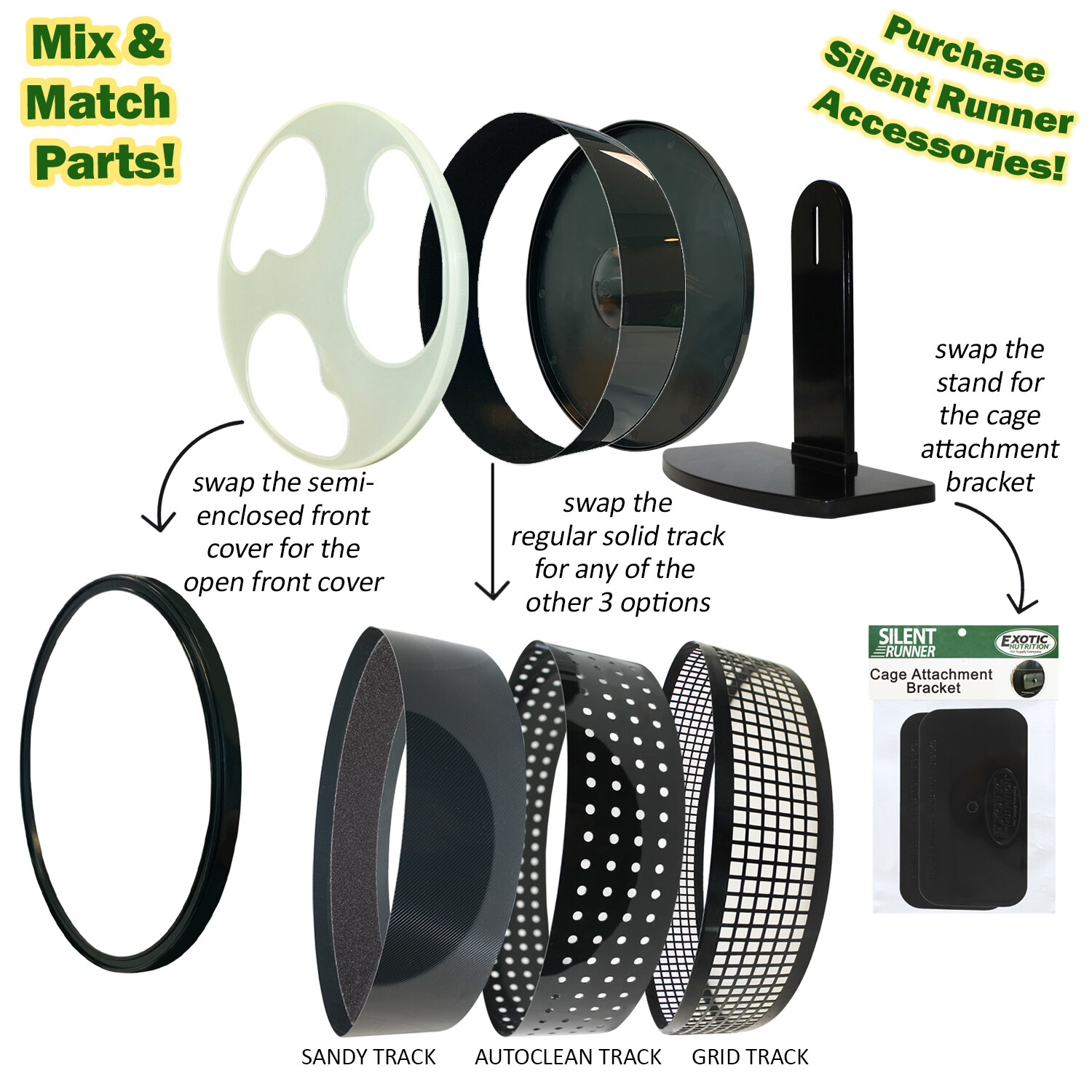 Silent Runner Glow Wheel 12" + Autoclean Track + Sandy Track + Cage Attachment