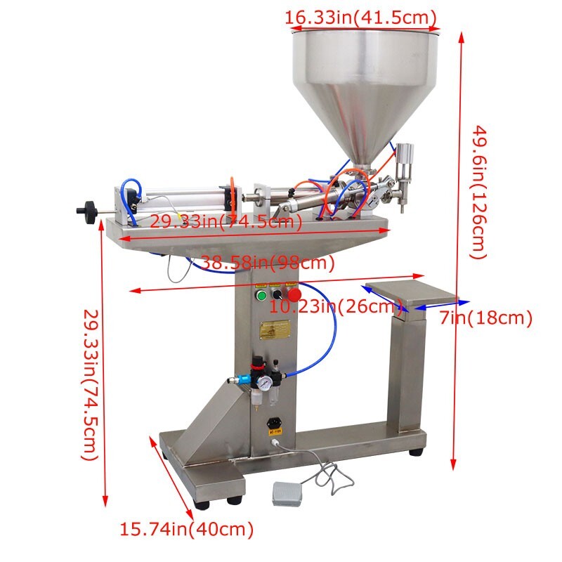 30ml-300ml Pneumatic Paste & Liquid Filling Machine Single Head Floor Type