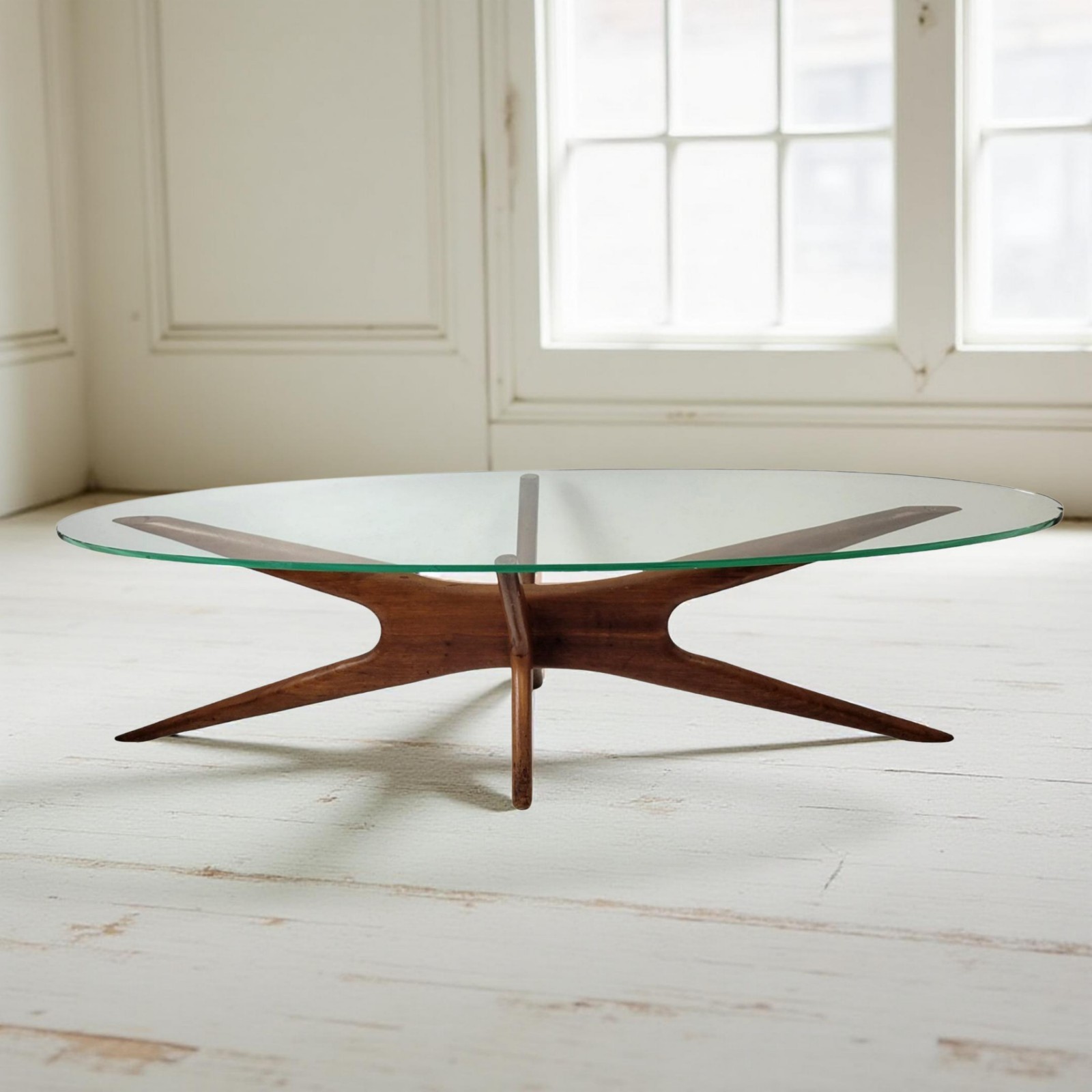 Vintage Adrian Pearsall Mid Century Walnut Jacks Coffee Table