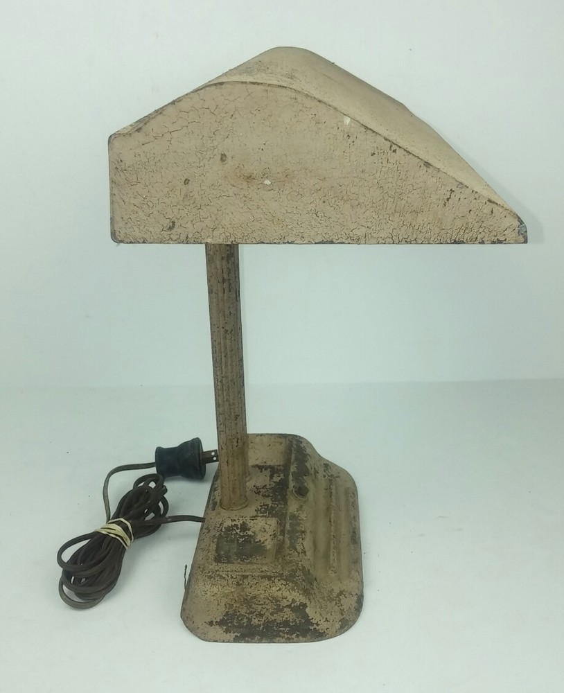 Desk Lamp Vintage Metal Rustic Painted Restoration Project Rectangular Bar