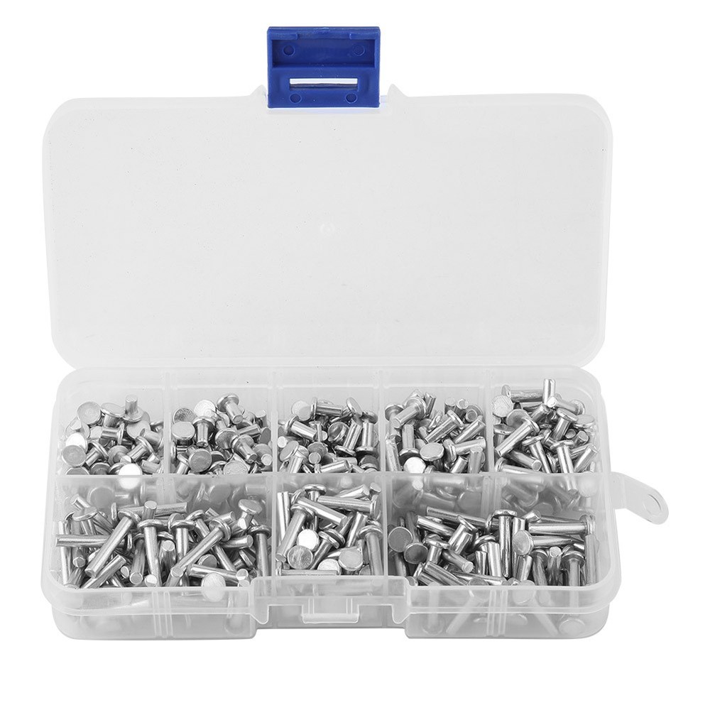 400pcs M3 Flat Head Aluminum Rivets Flat Head Solid Rivet 4mm-16mm Length WT