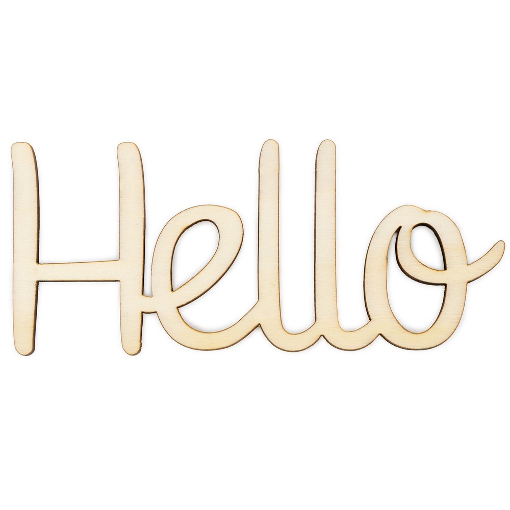 CousinDIY Unfinished Wood Script Phrase-Hello - 12 Pack