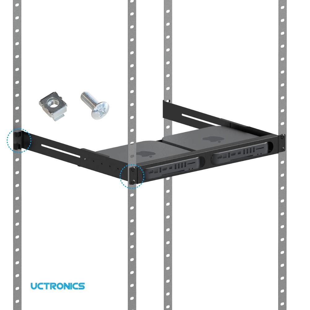 UCTRONICS Mac mini Rack Mount with Side holds up to 2 MAC mini, For