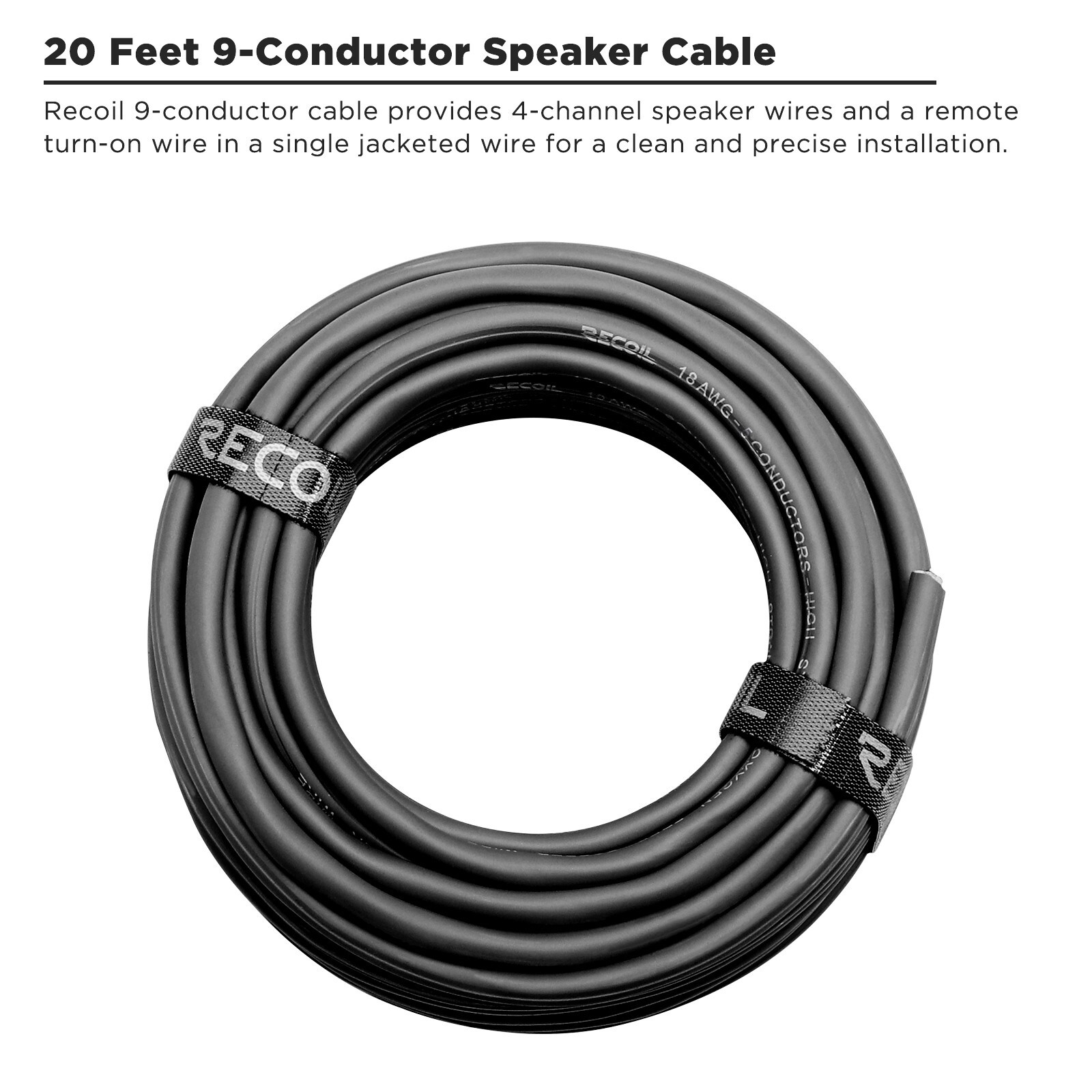 RECOIL RS918-20 Speaker Cable 4-Channel Speaker Wire and Remote Wire, 18AWG CCA