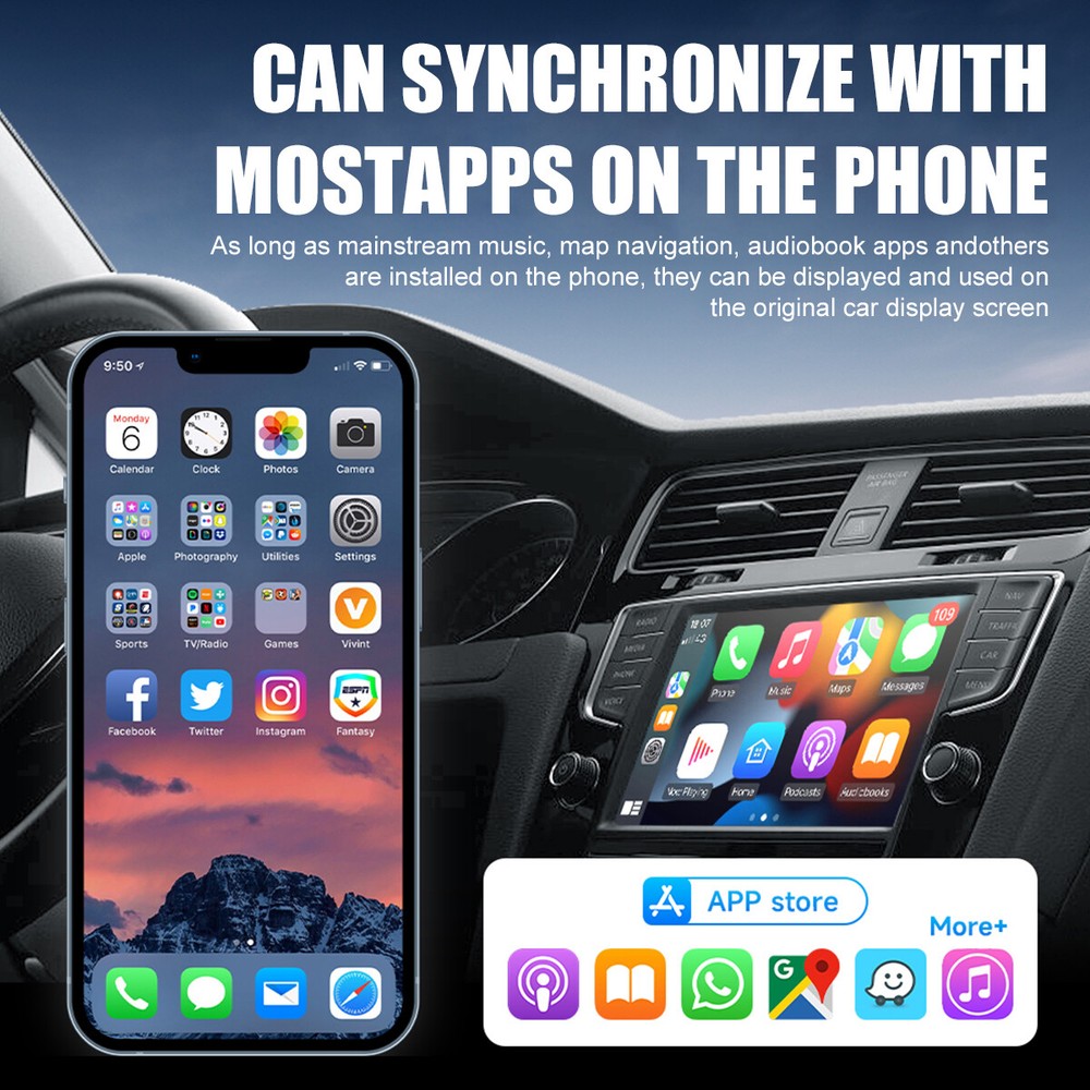 2in1 Mini Carplay Wireless Adapter USB Bluetooth Dongle for iPhone Android Auto
