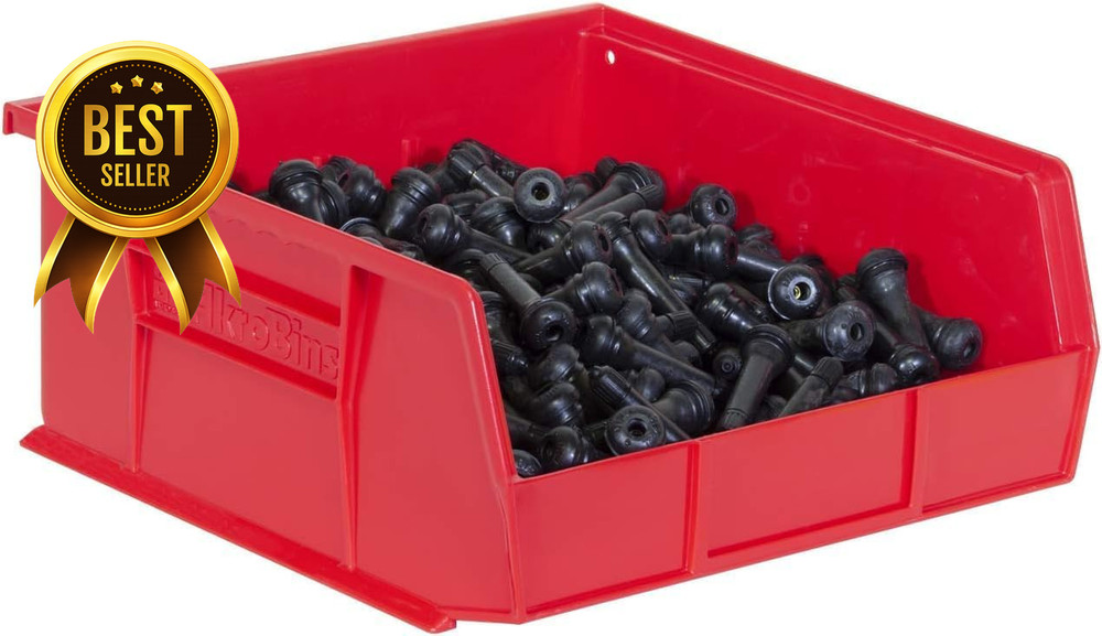 Stackable Plastic Storage Bins 6 Pack 11x11x5 Garage Pantry Organization Red