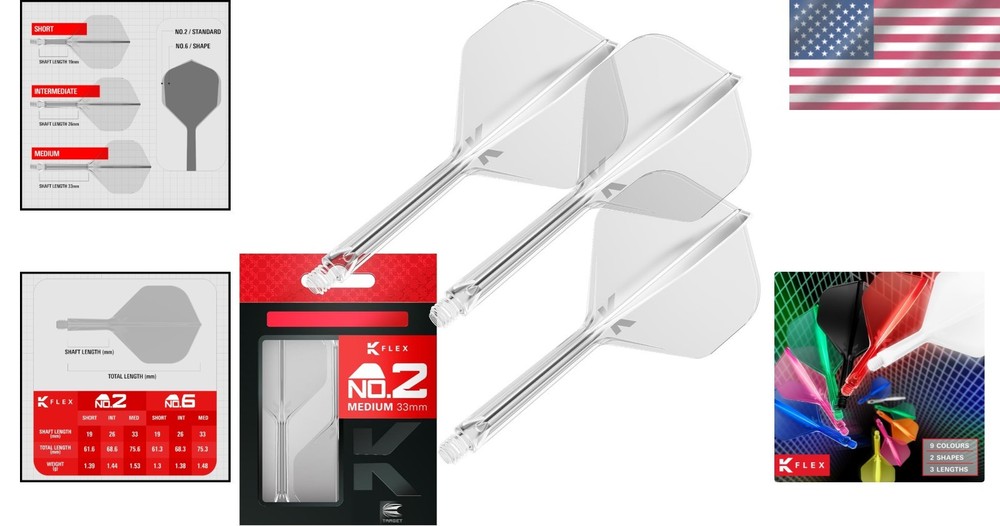 Ultimate Stability – K-Flex Integrated Dart Flights & Shafts, 3 Medium Size