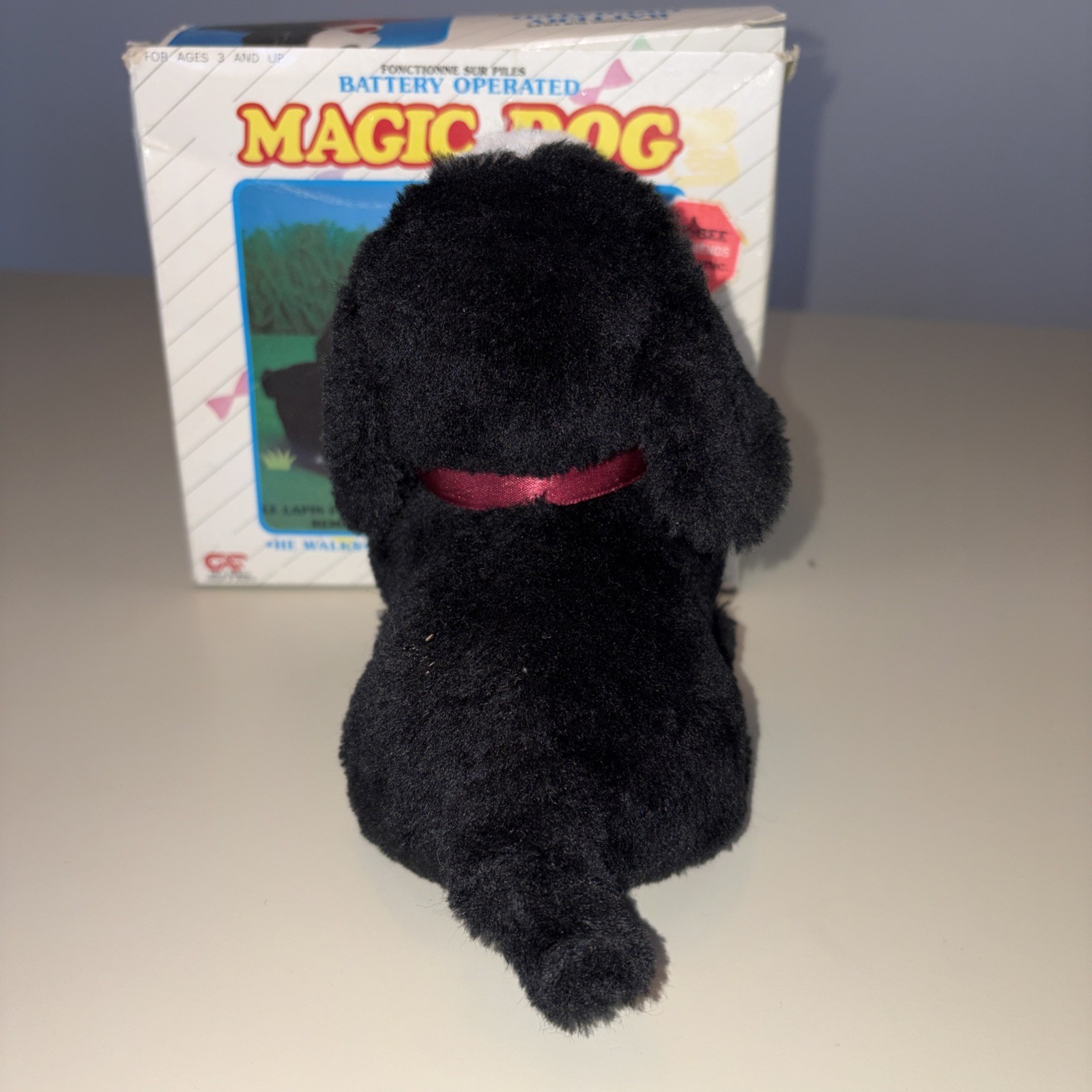 Vintage 1990s Flipping Toy Dog Back Flips Barks Walks Animatronic Not Work w/box